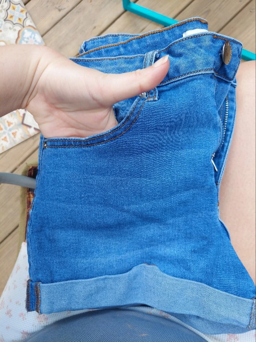 Forever 21 Cuffed Hem Medium Denim Shorts